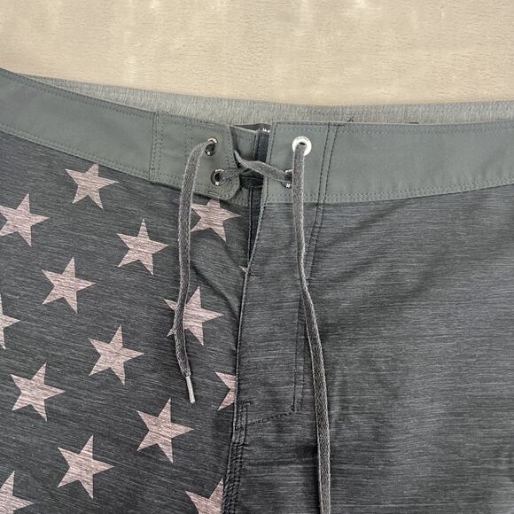 Hurley Board Short Mens 36 Blue Gray Flag Stars Stripes Patriotic Swim Hybrid - Picture 2 of 9